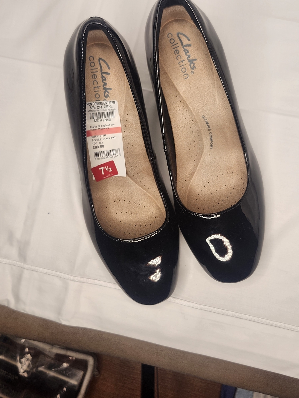 Clarks Black Patent Slip-On Ballet Flats